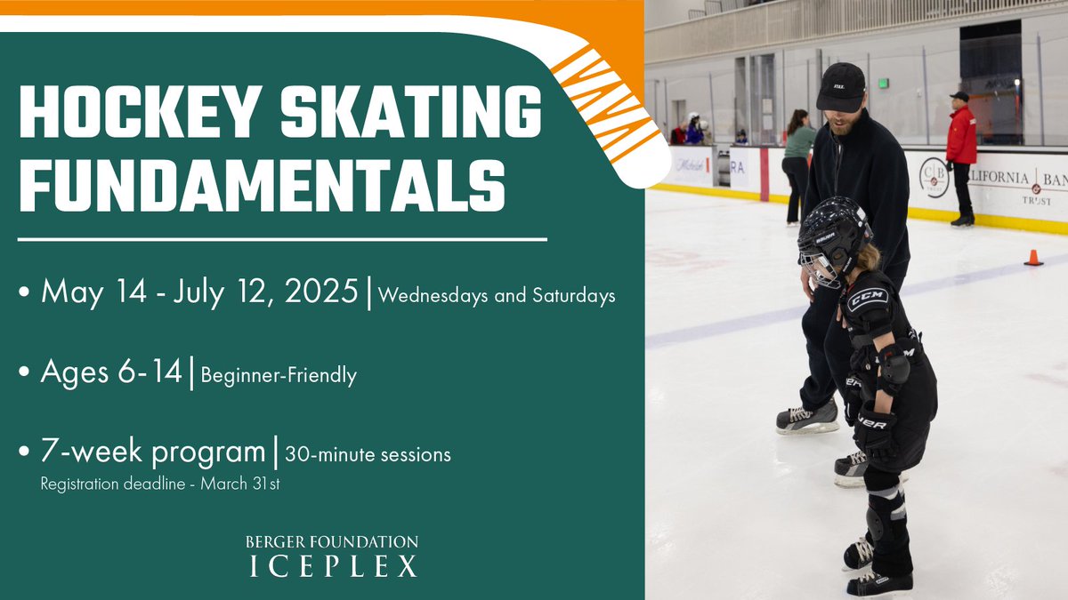 Another program to hit your feed! 🏒 Hockey Skating Fundamentals is back and better than ever—now extended to 7 weeks! 

This session is perfect for beginners and will introduce skaters to the basics of hockey skating 🔥

Visit the bergerfoundationiceplex.com to sign up today!