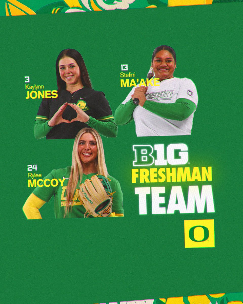 Oregon Softball (@oregonsb) on Twitter photo Rookie sensations!
🦆 <a href="/KaylynnJ2024/">Kaylynn Jones (kdub)</a>
🦆 <a href="/stefinimaake/">Stefini Ma'ake</a>
🦆 <a href="/RyleeMccoy2024/">Rylee McCoy</a>
#GoDucks | #Version7 Rookie sensations!
🦆 <a href="/KaylynnJ2024/">Kaylynn Jones (kdub)</a>
🦆 <a href="/stefinimaake/">Stefini Ma'ake</a>
🦆 <a href="/RyleeMccoy2024/">Rylee McCoy</a>
#GoDucks | #Version7