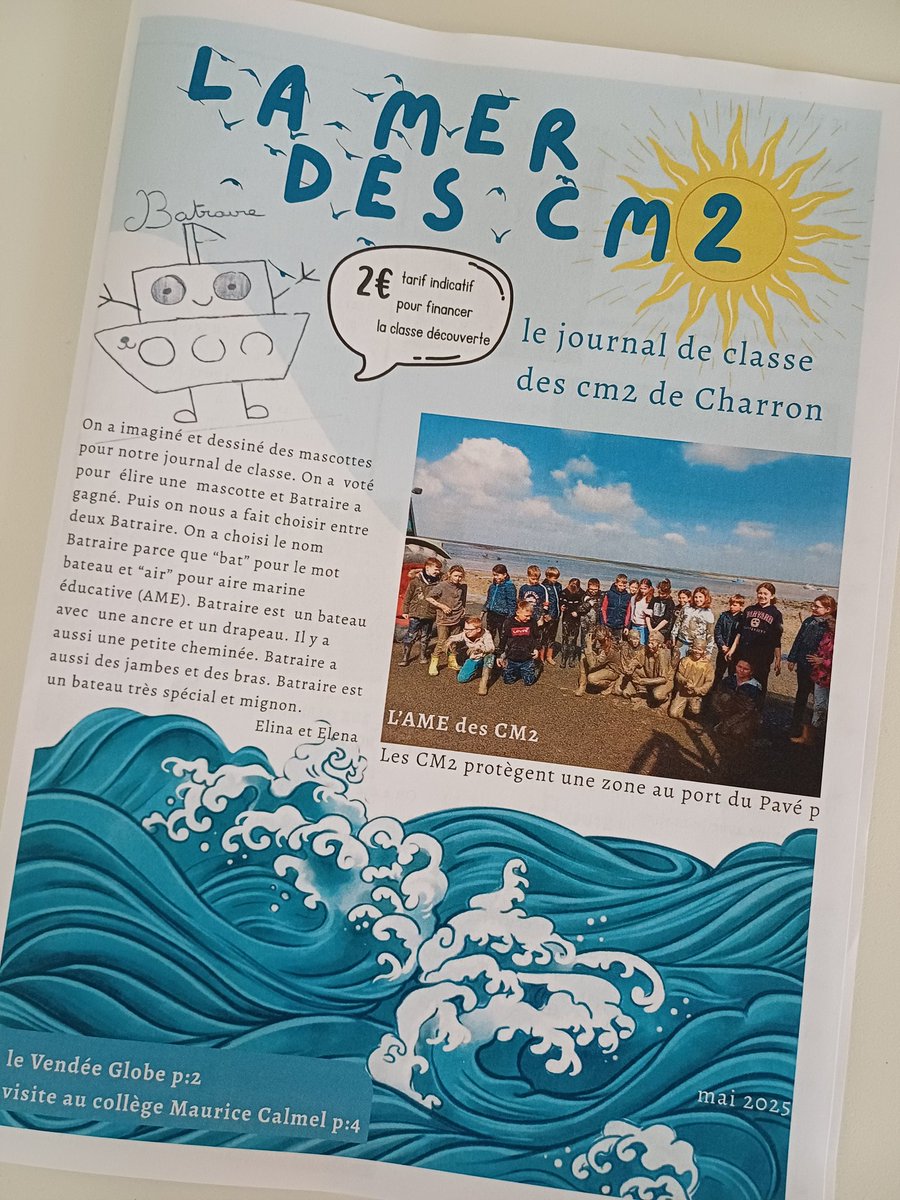 Les CM2 ont bouclé leur journal de classe. Ils ont choisi le nom, la mascotte,  la mise en page et le contenu.