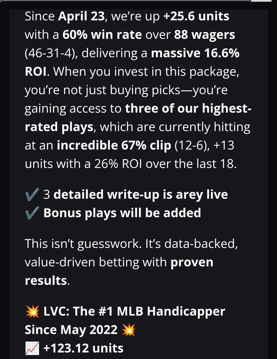 VegasSynergy's tweet photo. MLB 
  FREE PLAY
     Posted
(8-1) L/9 Free Plays
    https://t.co/s8BolAq2Kz

3 Pack Package avail https://t.co/MmnMMFNkqy