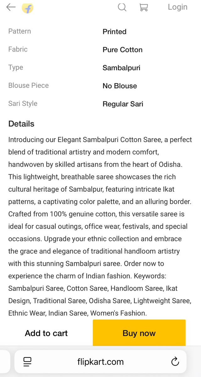 <a href="/Flipkart/">Flipkart</a> <a href="/flipkartsupport/">FlipkartSupport</a> <a href="/Utkalamrita/">Utkalamrita</a> <a href="/sabatexports/">sabatexports</a> <a href="/rocking_amsa/">Amrita Sabat</a> <a href="/FlipkartStories/">Flipkart Stories</a> <a href="/FlipkartSellers/">Flipkart Seller Hub</a> <a href="/WorkAtFlipkart/">Life At Flipkart</a> <a href="/flipkart_tech/">Tech At Flipkart</a> <a href="/FlipkartAds/">FlipkartAds</a> <a href="/HTH_Odisha/">Handlooms,Textiles & Handicrafts Department,Odisha</a> <a href="/TexMinIndia/">Ministry of Textiles</a> <a href="/CimGOI/">Minister of Commerce and Industry</a> Brand <a href="/Utkalamrita/">Utkalamrita</a> Saree image has been lifted &amp; being used by this brand with fake identity.

The saree they are selling is NOT Handloom; it’s a printed copy made in factory.

Low-priced Sarees with tag words like Sambalpuri, Ikat etc.->
Strategy to fool consumers.
#BewareofFake