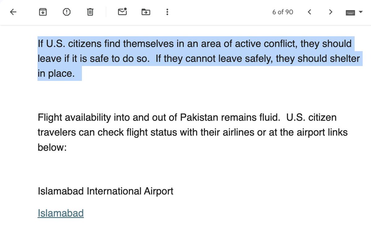 Akshat_Maelstrom (@akshat_hk) on Twitter photo The generic message + links to airport websites the <a href="/StateDept/">Department of State</a> sent us in response to our emails/calls for help as missiles, airstrikes, and drones hit around Lahore.
We're nearly out of Pakistan (fingers crossed)...but can I get a fucking refund on the millions I've paid in The generic message + links to airport websites the <a href="/StateDept/">Department of State</a> sent us in response to our emails/calls for help as missiles, airstrikes, and drones hit around Lahore.
We're nearly out of Pakistan (fingers crossed)...but can I get a fucking refund on the millions I've paid in