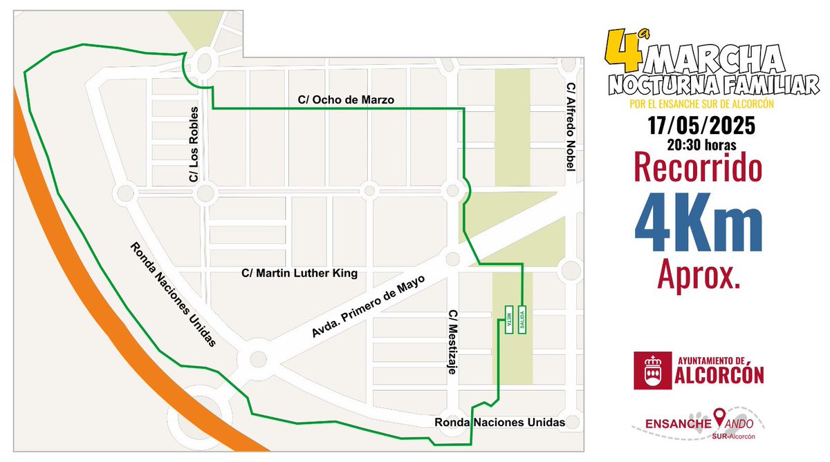 🌙👟 IV Marcha Nocturna Familiar en el Ensanche Sur

📅 17 de mayo - 4 km para compartir con toda la familia 🐕‍🦺, porque es completa cuando vamos tod@s.
❤️ Donativos para <a href="/ACARMAS2/">ACARMAS</a> apoyando la salud de nuestra comunidad
Muchas sorpresas! 
📝 Inscríbete ya: ayto-alcorcon.es/es/comunicacio…