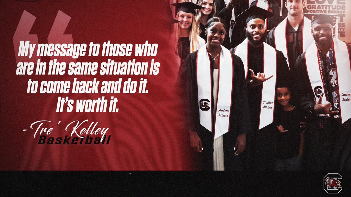 Gamecock Athletics (@gamecocksonline) on Twitter photo Former <a href="/GamecockMBB/">Gamecock Men's Basketball</a> standout left campus to pursue professional basketball before he completed his degree, but he had promised others he would complete his schoolwork later.
Now, Tre' Kelley is a graduate.
Full Story: bit.ly/43dSgjL Former <a href="/GamecockMBB/">Gamecock Men's Basketball</a> standout left campus to pursue professional basketball before he completed his degree, but he had promised others he would complete his schoolwork later.
Now, Tre' Kelley is a graduate.
Full Story: bit.ly/43dSgjL