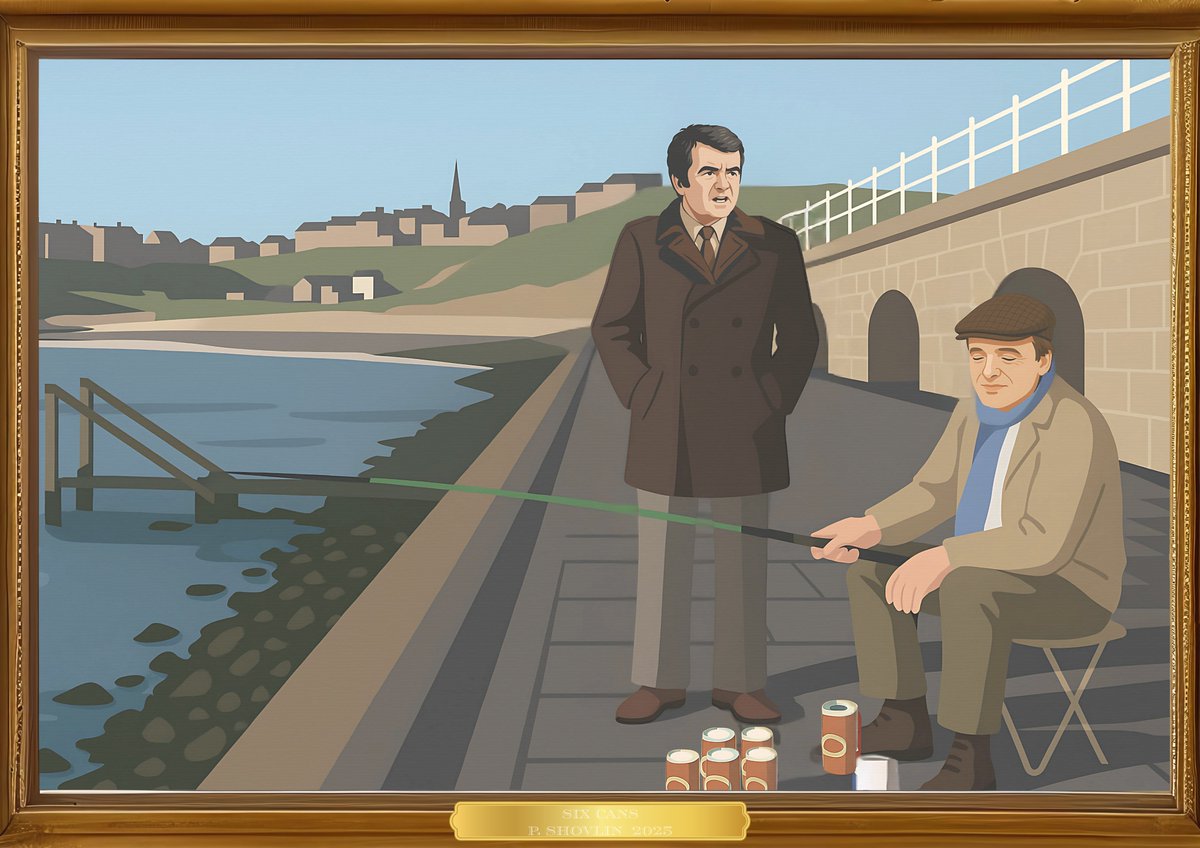 ConfessionsPete's tweet image. "Six Cans" (2025) by local (piss) artist P Shovlin