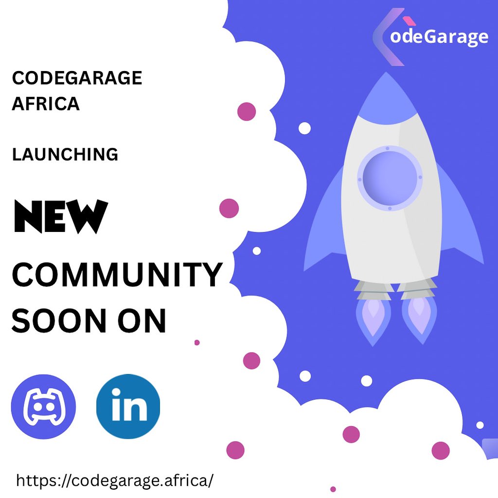 CodegarageA's tweet image. We’re live! Welcome to our community on Discord/LinkedIn!
We’re excited to officially open the doors to our community — a space built to connect, inspire, and grow together.
codegarage.africa
#WeAreLive #CommunityLaunch #GlobalTalent