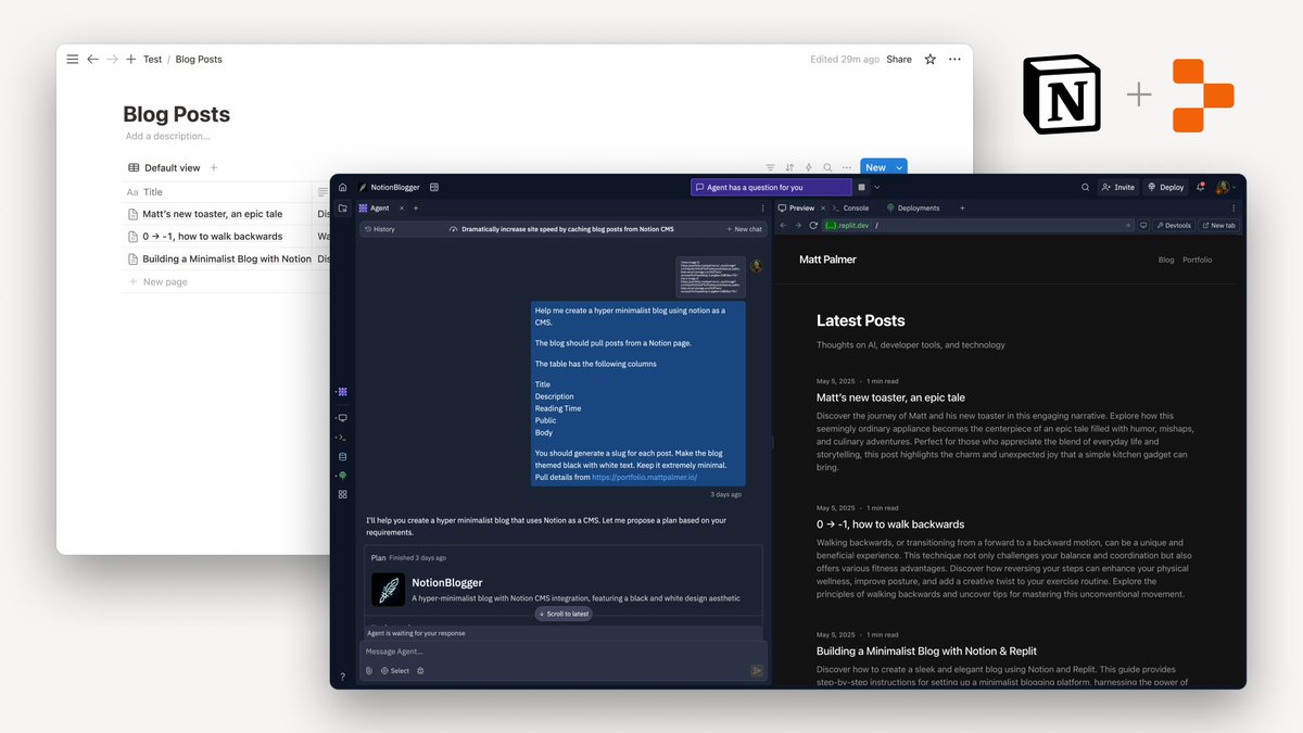 ICYMI: Now you can build apps with <a href="/Replit/">Replit ⠕</a> (frontend) and host all the content in Notion (backend)