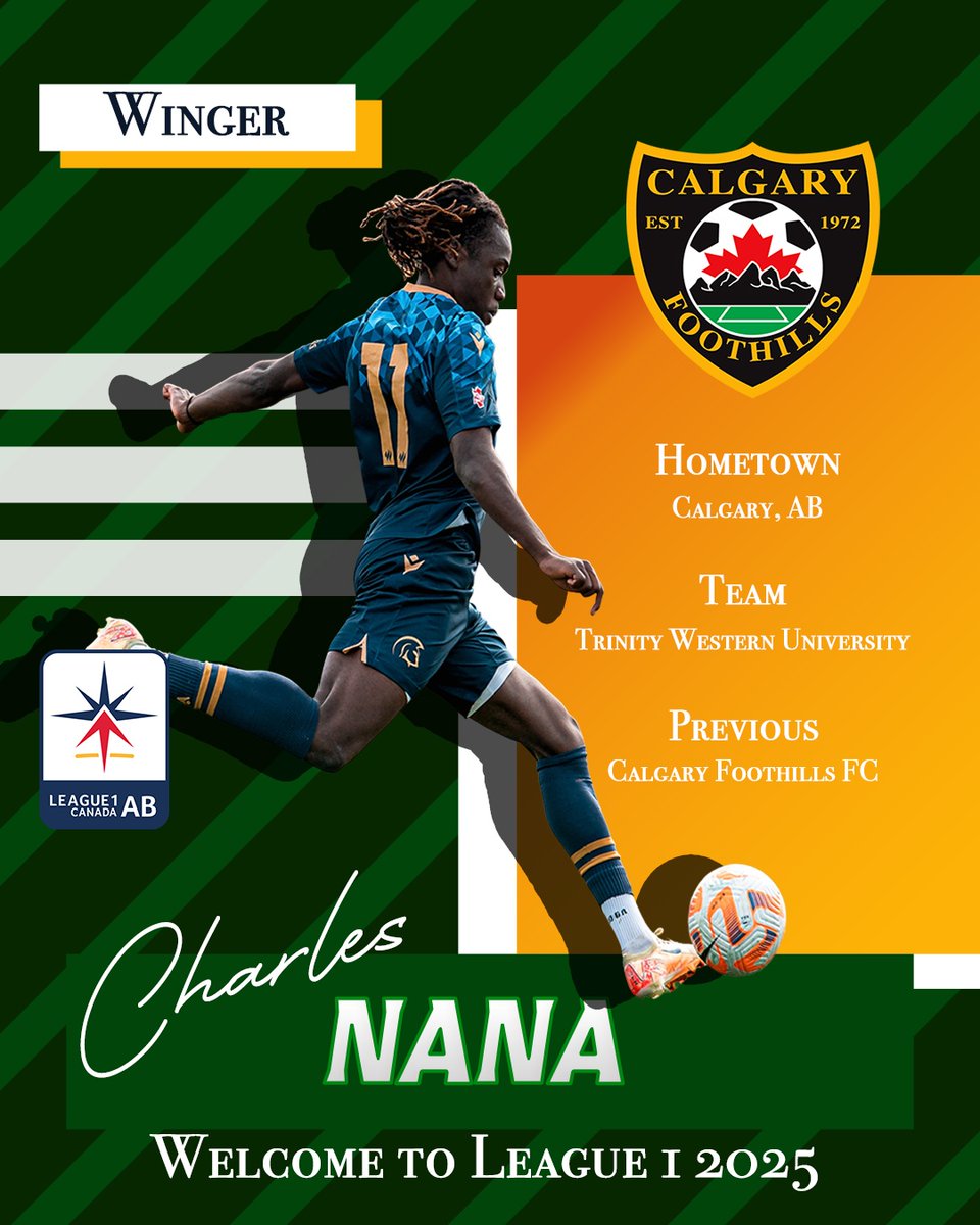 Welcome back, Charles Nana! 💥

A 2024 Canada West First Team All-Star, he’s returning to his childhood club for the 2025 <a href="/league1alberta/">League1 Alberta</a> season.

Big goals ahead — let’s go, Calgary!

#FoothillsFC #League1Alberta #YYCSoccer
