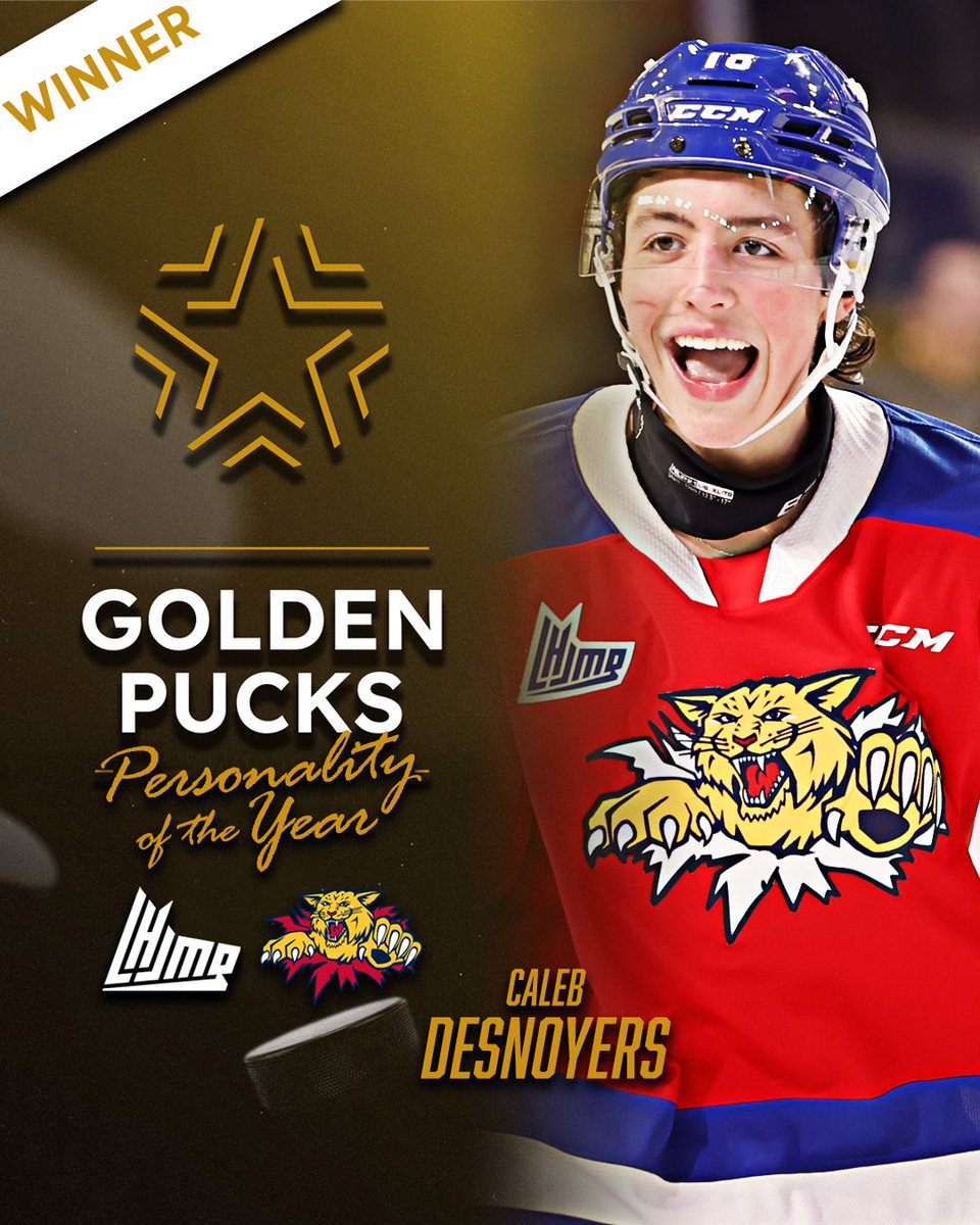 Wildcat Caleb Desnoyers is the winner of the 2025 <a href="/QMJHL/">QMJHL</a> Paul-Dumont Trophy for "Personality of the Year".

Caleb led the Cats in scoring, is a high-ranked NHL Draft prospect &amp; has become an excellent ambassador for the QMJHL -- all in his 17-year-old season!

📸 <a href="/DanielStLouis/">Daniel St Louis</a>