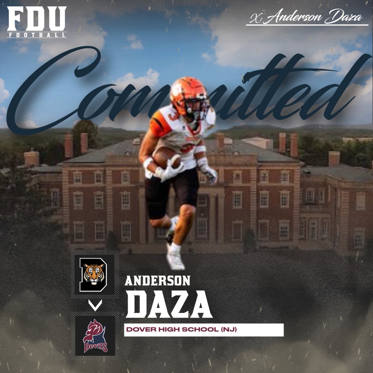 FDU Football (@fdufootball) on Twitter photo <a href="/CoachAVC_FDU/">Anthony Van Curen</a> <a href="/CoachTufaro/">Mike Tufaro</a> <a href="/CoachKennedyFDU/">Brendan Kennedy</a> <a href="/CoachPonts/">Anthony_Puntolillo</a> <a href="/Coach_jminnich/">Coach Minnich</a> <a href="/CoachOgnibene/">Anthony Ognibene</a> <a href="/CoachSmokeNJ/">Smoke</a> <a href="/QBcoachPop/">Marc Poppe</a> <a href="/FDUWhatsNew/">Fairleigh Dickinson University</a> <a href="/FDUDevils/">FDU Devils Athletics</a> Welcome to the FDU Family!
Anderson Daza
📔 Dover High School
📍 Dover, NJ
#FamilyDedicatedUncommon #Team51 <a href="/CoachAVC_FDU/">Anthony Van Curen</a> <a href="/CoachTufaro/">Mike Tufaro</a> <a href="/CoachKennedyFDU/">Brendan Kennedy</a> <a href="/CoachPonts/">Anthony_Puntolillo</a> <a href="/Coach_jminnich/">Coach Minnich</a> <a href="/CoachOgnibene/">Anthony Ognibene</a> <a href="/CoachSmokeNJ/">Smoke</a> <a href="/QBcoachPop/">Marc Poppe</a> <a href="/FDUWhatsNew/">Fairleigh Dickinson University</a> <a href="/FDUDevils/">FDU Devils Athletics</a> Welcome to the FDU Family!
Anderson Daza
📔 Dover High School
📍 Dover, NJ
#FamilyDedicatedUncommon #Team51