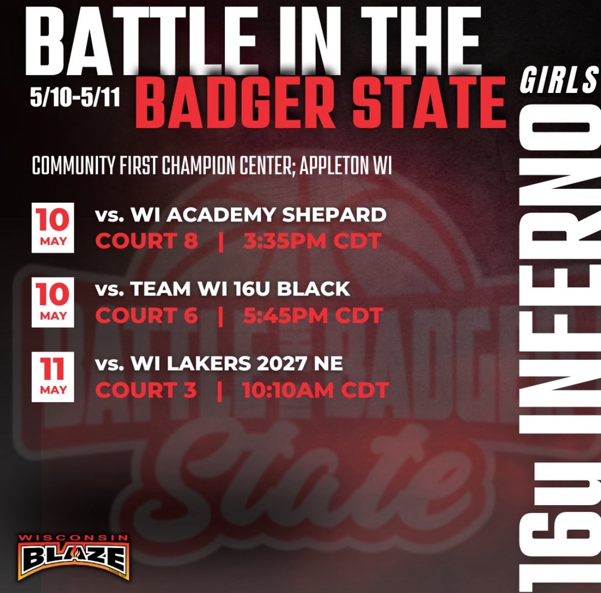 Madelyn Springer (@madi_springer25) on Twitter photo Scheduled for this weekend at the Battle in the Badger state! <a href="/LisaMVanWyk/">Lisa Van Wyk</a> <a href="/JrAllStarBB/">Jr. All-Star Girls Basketball</a> <a href="/WIBlazeInferno/">WI Blaze Inferno Girls</a> <a href="/WisconsinBlaze/">Wisconsin Blaze Girls Basketball</a> Scheduled for this weekend at the Battle in the Badger state! <a href="/LisaMVanWyk/">Lisa Van Wyk</a> <a href="/JrAllStarBB/">Jr. All-Star Girls Basketball</a> <a href="/WIBlazeInferno/">WI Blaze Inferno Girls</a> <a href="/WisconsinBlaze/">Wisconsin Blaze Girls Basketball</a>