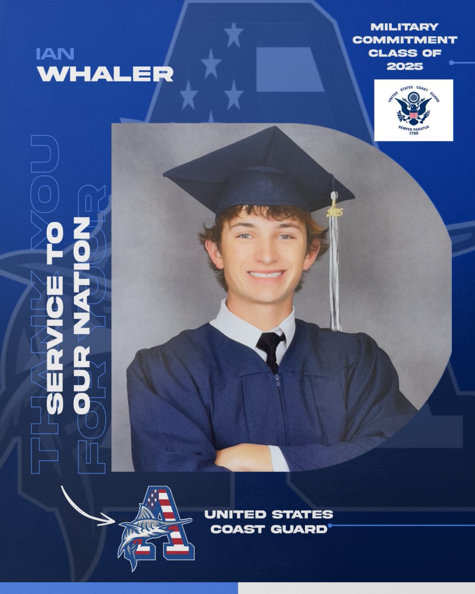 Congratulations and thank you Ian Whaler for your commitment to serve in the Coast Guard following graduation from Arnold High School. We are indebted to you for your service and wish you the very best! Way to go Ian, you make us #MarlinProud