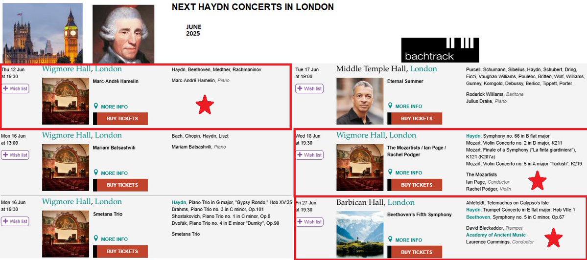 MozartCircleConcerts (@mozartcirclecn) on Twitter photo #NewConcertMc
June 2025
6 Concerts: 12 to 27 June 2025!
Discover next concerts with #Haydn works in #London!
#Londoners #music #media
<a href="/wigmore_hall/">Wigmore Hall</a> <a href="/BarbicanCentre/">Barbican Centre</a> <a href="/IanPageMozart/">Ian Page</a> <a href="/TheMozartists/">The Mozartists</a> <a href="/AAMorchestra/">AAM</a> <a href="/BojanCicic/">Bojan Cicic</a> <a href="/MarcAndreHam/">Marc-AndrƩ Hamelin</a>
<a href="/ThisIsLondonmag/">This Is London</a> <a href="/ClassicFM/">Classic FM</a>
<a href="/bachtrack/">Bachtrack</a> #NewConcertMc
June 2025
6 Concerts: 12 to 27 June 2025!
Discover next concerts with #Haydn works in #London!
#Londoners #music #media
<a href="/wigmore_hall/">Wigmore Hall</a> <a href="/BarbicanCentre/">Barbican Centre</a> <a href="/IanPageMozart/">Ian Page</a> <a href="/TheMozartists/">The Mozartists</a> <a href="/AAMorchestra/">AAM</a> <a href="/BojanCicic/">Bojan Cicic</a> <a href="/MarcAndreHam/">Marc-AndrƩ Hamelin</a>
<a href="/ThisIsLondonmag/">This Is London</a> <a href="/ClassicFM/">Classic FM</a>
<a href="/bachtrack/">Bachtrack</a>