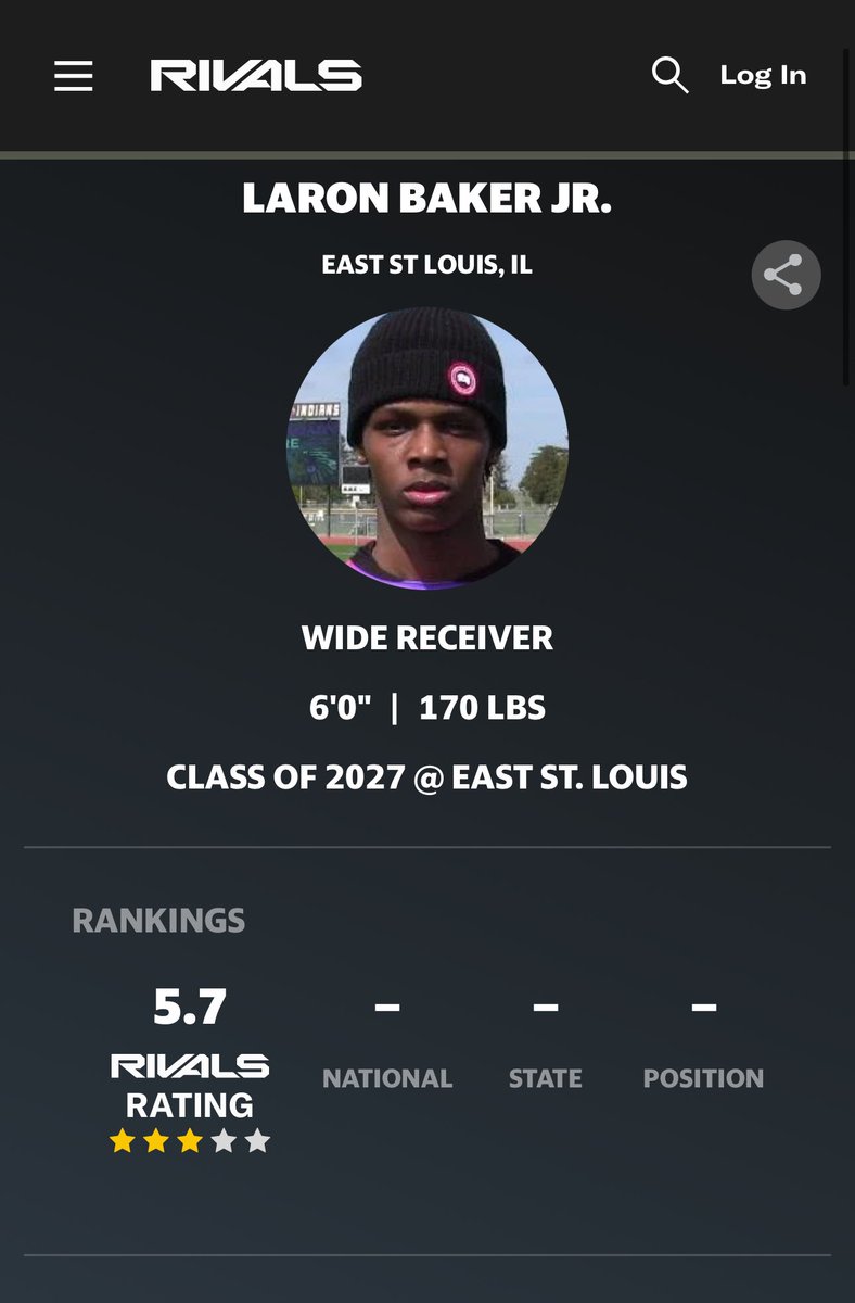 Laron Baker Jr. (@laronbakerjr) on Twitter photo So blessed to recently receive 3 stars. Job not done… #AGTG <a href="/DarrenSunkett/">Coach Sunk</a> <a href="/tfenton314/">Coach Terry Fenton</a> @coachwoppp
<a href="/CochBG4/">Brandon Gregory</a> <a href="/hamitchom/">Coach Mitchom</a> <a href="/AllenTrieu/">Allen Trieu</a>
<a href="/adamgorney/">Adam Gorney</a>
<a href="/RivalsFriedman/">Adam Friedman</a> <a href="/GregSmithRivals/">Greg Smith</a> <a href="/247recruiting/">247Sports Recruiting</a> <a href="/247Sports/">247Sports</a> <a href="/Rivals/">Rivals</a>
<a href="/On3Recruits/">On3 Recruits</a> So blessed to recently receive 3 stars. Job not done… #AGTG <a href="/DarrenSunkett/">Coach Sunk</a> <a href="/tfenton314/">Coach Terry Fenton</a> @coachwoppp
<a href="/CochBG4/">Brandon Gregory</a> <a href="/hamitchom/">Coach Mitchom</a> <a href="/AllenTrieu/">Allen Trieu</a>
<a href="/adamgorney/">Adam Gorney</a>
<a href="/RivalsFriedman/">Adam Friedman</a> <a href="/GregSmithRivals/">Greg Smith</a> <a href="/247recruiting/">247Sports Recruiting</a> <a href="/247Sports/">247Sports</a> <a href="/Rivals/">Rivals</a>
<a href="/On3Recruits/">On3 Recruits</a>