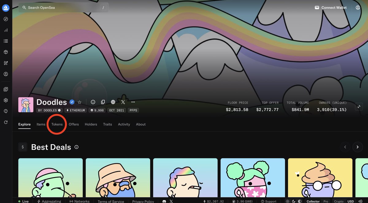 $DOOD is live on OpenSea. Head to their collection page and click the token tab to check it out.