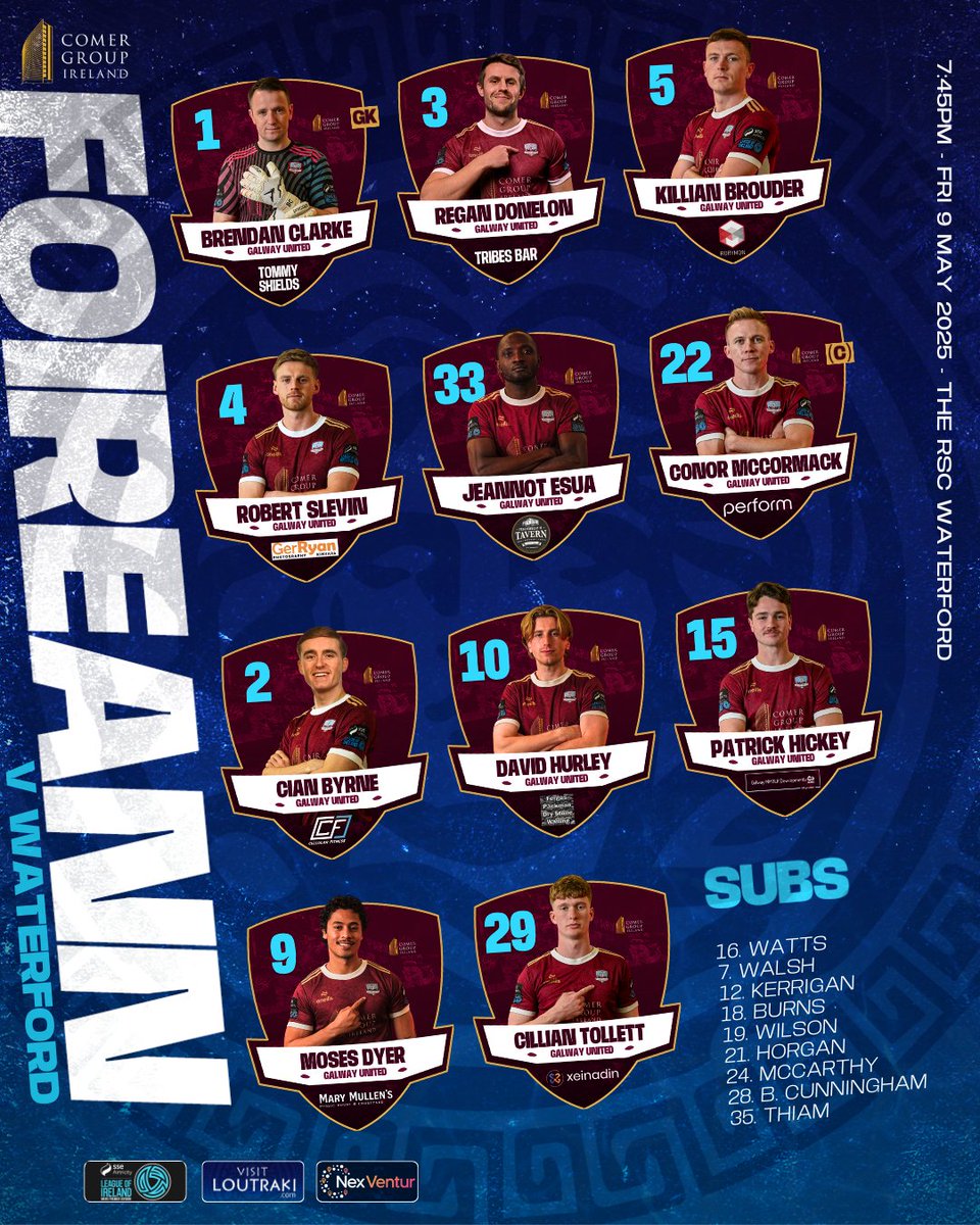 Your team is in for tonight's game away to Waterford 👊

Kick-Off is 7:45PM, C'mon United 💪

#ItsATribalThing | #GUFC2025 | Away Game Partners: <a href="/NexVentur/">NexVentur</a>