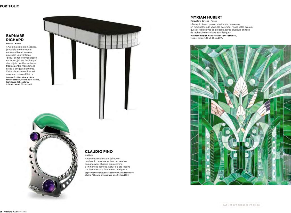 Design_CPino's tweet image. Paris &amp;gt;&amp;gt;&amp;gt; Un honneur de faire partie des coups de cœur de Révélations 2025, publiés dans la revue Ateliers d’Art de France. Merci!!. Au plaisir de vous rencontrer au stand H7, du 21 au 25 mai ! #claudiopino #pinodesign #materia #paris #grandpalais #revelation2025 #joaillerie
