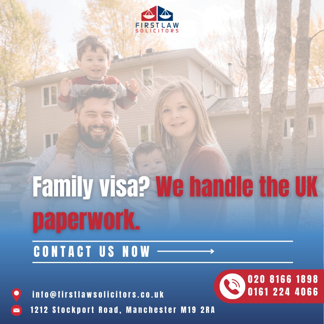 FirstLawSolicit's tweet photo. Family visa? We handle the UK paperwork.

Bring your family to the UK without legal stress. Our solicitors take care of everything.
#FamilyVisaUK #LegalSupport #FirstLawSolicitors https://t.co/PEwtfFswLF