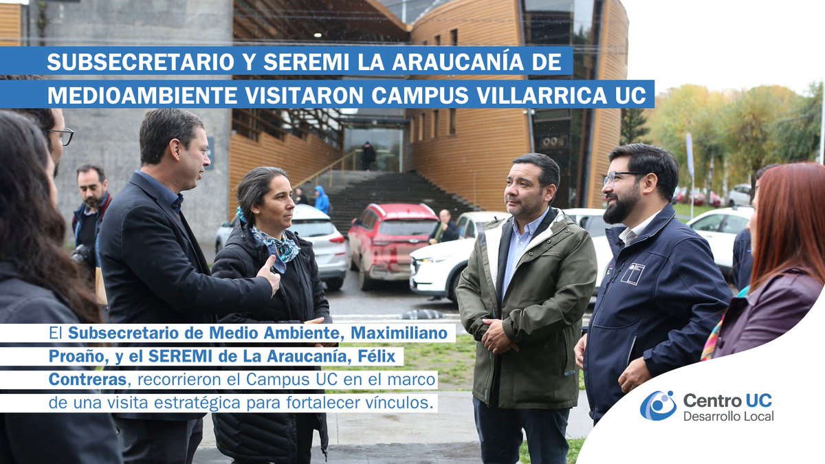 Centro UC Desarrollo Local 🌱🌎 (@cedel_uc) on Twitter photo 👉 El subsecretario de Medio Ambiente (<a href="/MMAChile/">Ministerio del Medio Ambiente</a>), Maximiliano Proaño, y el SEREMI de La Araucanía, Félix Contreras, visitaron el <a href="/VillarricaUC/">Campus Villarrica UC</a> en un encuentro que buscó fortalecer vínculos, y dar a conocer nuestro quehacer en áreas relevantes para la cartera de gobierno. 👉 El subsecretario de Medio Ambiente (<a href="/MMAChile/">Ministerio del Medio Ambiente</a>), Maximiliano Proaño, y el SEREMI de La Araucanía, Félix Contreras, visitaron el <a href="/VillarricaUC/">Campus Villarrica UC</a> en un encuentro que buscó fortalecer vínculos, y dar a conocer nuestro quehacer en áreas relevantes para la cartera de gobierno.