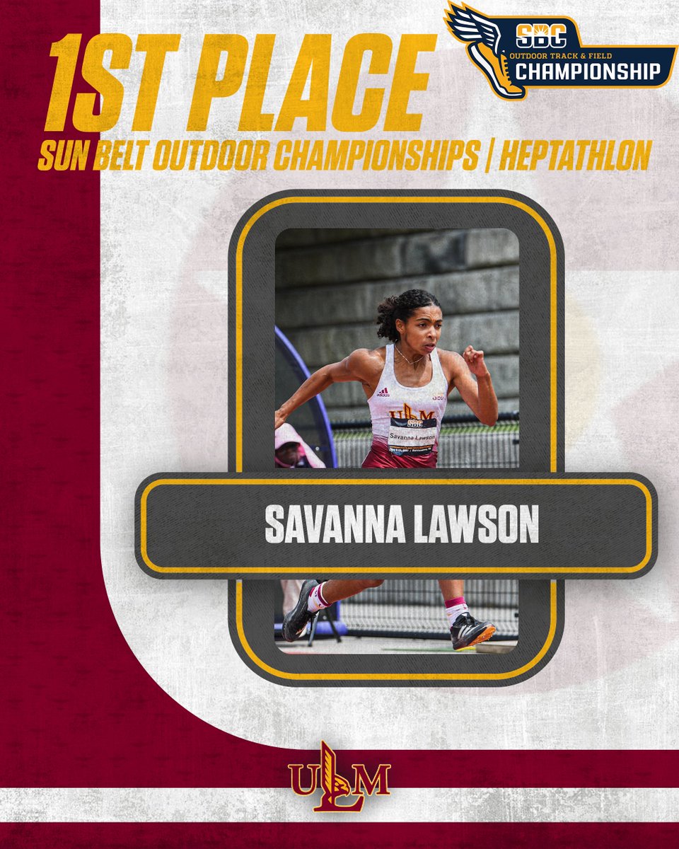 ULM_Track's tweet image. 🥇𝐒𝐔𝐍 𝐁𝐄𝐋𝐓 𝐂𝐇𝐀𝐌𝐏𝐈𝐎𝐍🥇

Savanna Lawson grabs the first win of the weekend in the heptathlon with a personal best score of 5213!