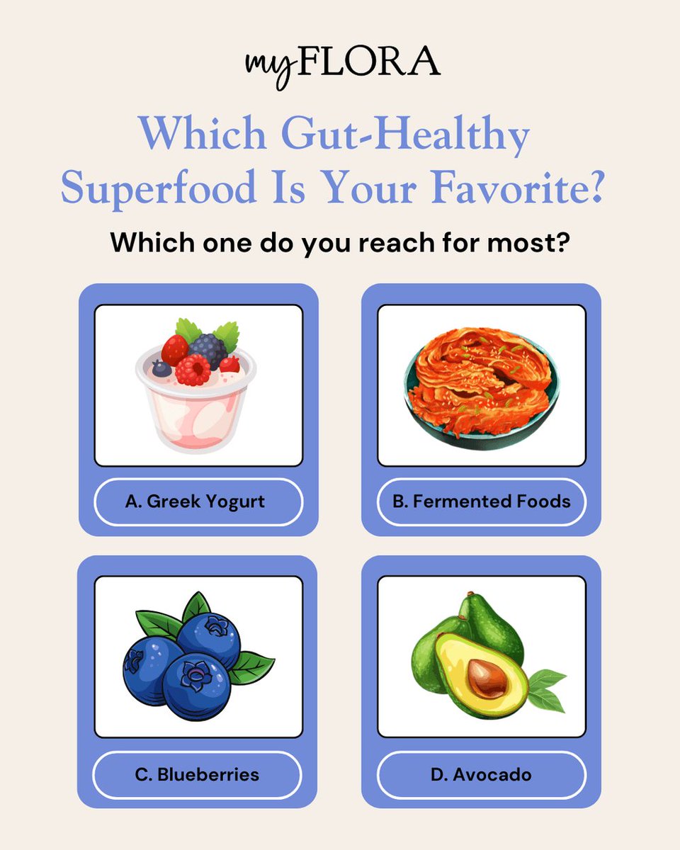 My_Flora_ai's tweet photo. Which gut-friendly superfood is your fave? 🥑🫐
A. Greek Yogurt
B. Fermented Foods
C. Blueberries
D. Avocado

Your gut deserves more than guesses.
🧬 Know what it really needs—shop your kit now 👉 https://t.co/pWMzrNNVPp

#GutHealth #MyFlora #Superfoods #Wellness https://t.co/1lKoCfM6PM