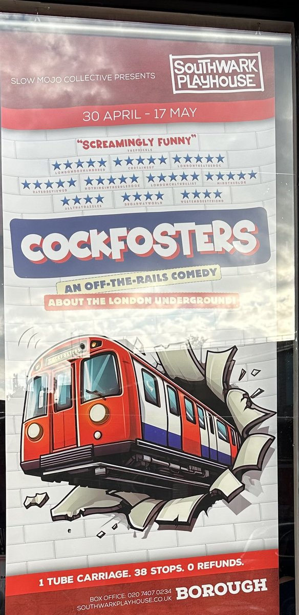 V (@v_musings) on Twitter photo Had a ball watching “Cockfosters” - a quirky and funny love letter to the London Underground! It was also fun to attend the Q&A hosted by <a href="/tubemapper/">Tube Mapper - Luke Agbaimoni</a> with the play’s writers who revealed that this was the 50th performance & how the show has evolved since its initial run! Had a ball watching “Cockfosters” - a quirky and funny love letter to the London Underground! It was also fun to attend the Q&A hosted by <a href="/tubemapper/">Tube Mapper - Luke Agbaimoni</a> with the play’s writers who revealed that this was the 50th performance & how the show has evolved since its initial run!
