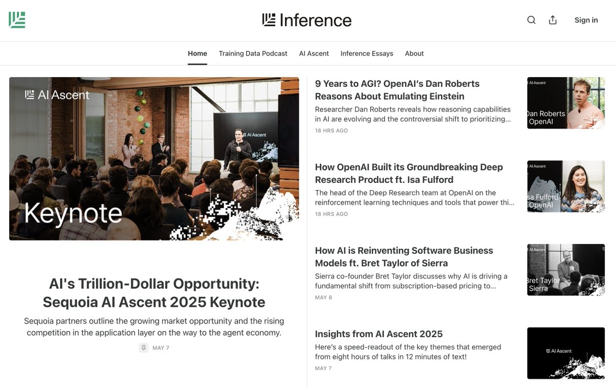 James Buckhouse (@buckhouse) on Twitter photo Watch <a href="/sequoia/">Sequoia Capital</a> build in public... here is a fantastic new effort from the content team. Sequoia is using AI to chop, extract, summarize, and re-package the very very best bits from Sequoia's beloved podcasts and founder profiles. This substack is openly 100% AI-generated (with Watch <a href="/sequoia/">Sequoia Capital</a> build in public... here is a fantastic new effort from the content team. Sequoia is using AI to chop, extract, summarize, and re-package the very very best bits from Sequoia's beloved podcasts and founder profiles. This substack is openly 100% AI-generated (with