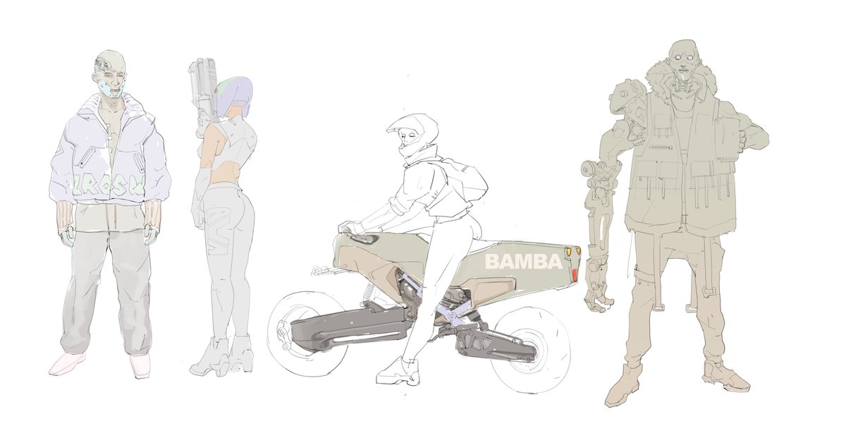 Warming up sketch for upcoming project with "cyberpunk" vibe.