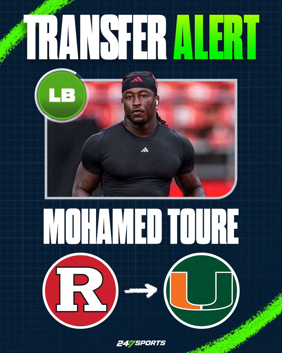 Matt Zenitz (@mzenitz) on Twitter photo Former Rutgers star linebacker Mohamed Toure has committed to Miami, he tells me and <a href="/GabyUrrutia247/">Gaby Urrutia</a> for <a href="/CBSSports/">CBS Sports</a>/<a href="/247Sports/">247Sports</a>.
The latest big transfer addition for Miami. Was an All-Big Ten selection and team captain at Rutgers.
247sports.com/season/2025-fo… Former Rutgers star linebacker Mohamed Toure has committed to Miami, he tells me and <a href="/GabyUrrutia247/">Gaby Urrutia</a> for <a href="/CBSSports/">CBS Sports</a>/<a href="/247Sports/">247Sports</a>.
The latest big transfer addition for Miami. Was an All-Big Ten selection and team captain at Rutgers.
247sports.com/season/2025-fo…