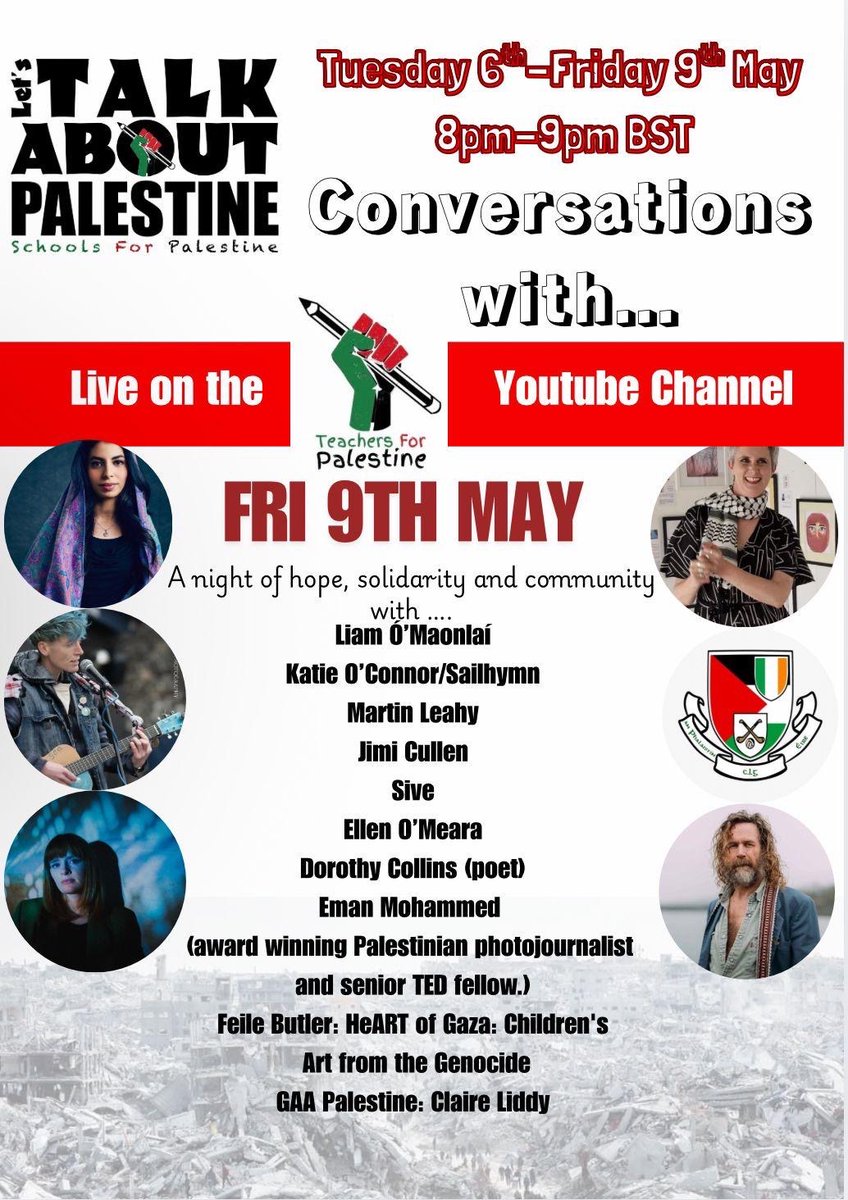 Join us at 8pm this evening on our Youtube channel! 

#Palestine #Ireland #Education #Culture