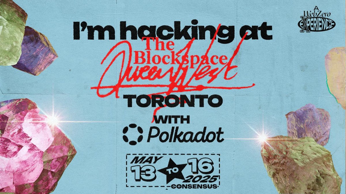 Heading to #BlockspaceToronto next week to build and mentor teams on <a href="/Polkadot/">Polkadot</a>! 💻⚡🛠️

Excited for super fun events hosted by @Joinwebzero and <a href="/easya_app/">EasyA 🤳📱</a>!