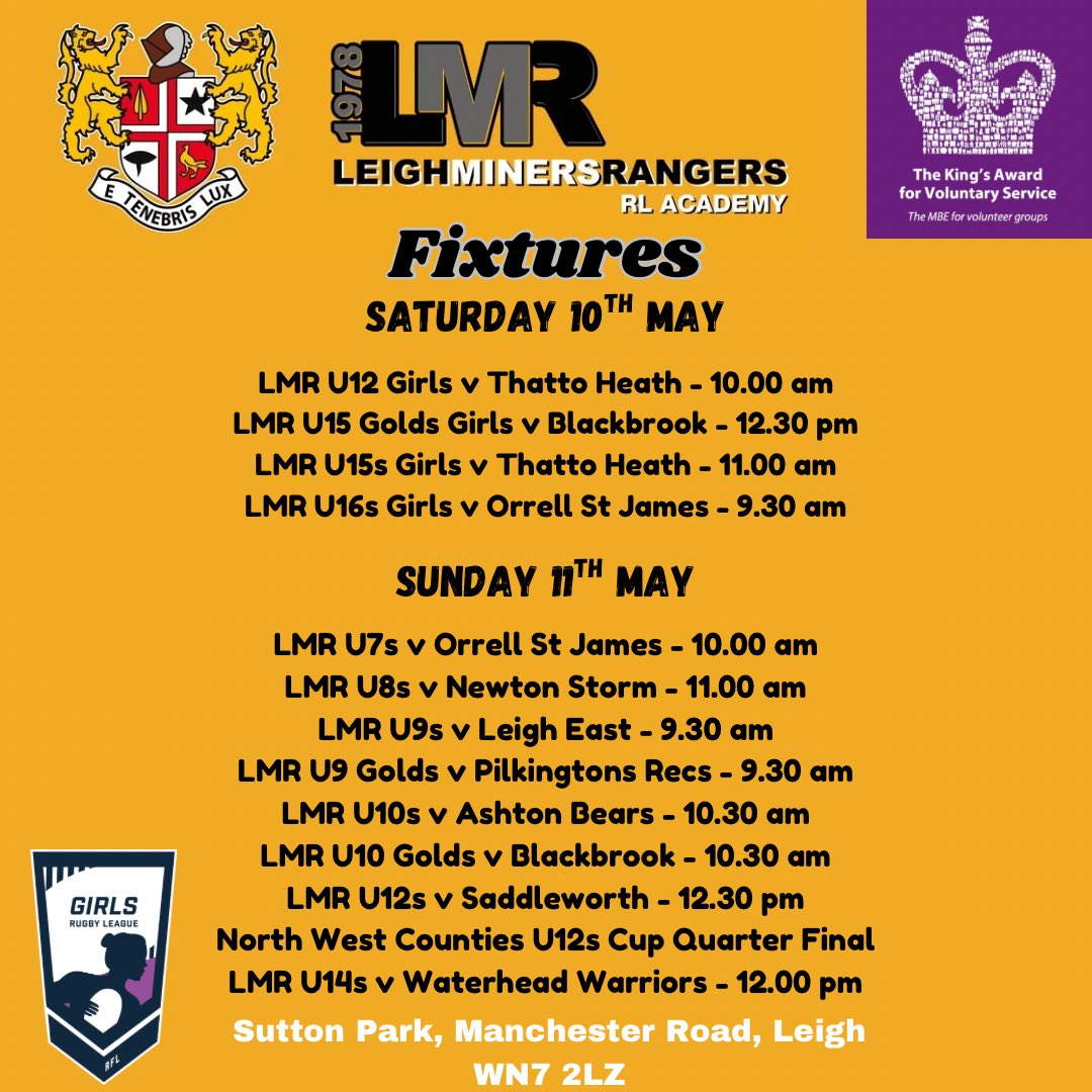 🟡⚫️🏉Busy weekend down at Manchester Road - come along for your RL fix on the sunshine!🏉⚫️🟡