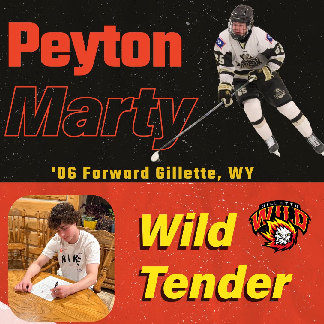 🚨Tender Alert🚨

The Wild are excited to announce that Gillette’s very own, Peyton Marty, has signed a tender agreement. Welcome to the Wild, Peyton!

#GilletteWild