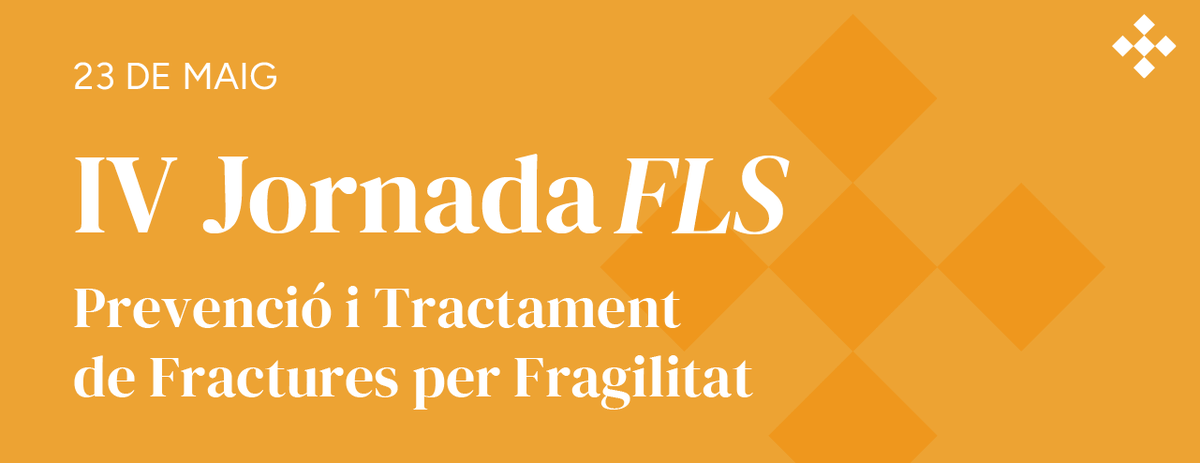 📆 El 23 de maig, tens una cita a #SantPau!
IV Jornada FLS: prevenció i tractament de fractures per fragilitat

L’Hospital de Sant Pau acull una nova edició de la Jornada FLS, adreçada a professionals de la salut (metges, infermeria, farmàcia, fisioteràpia...) per compartir