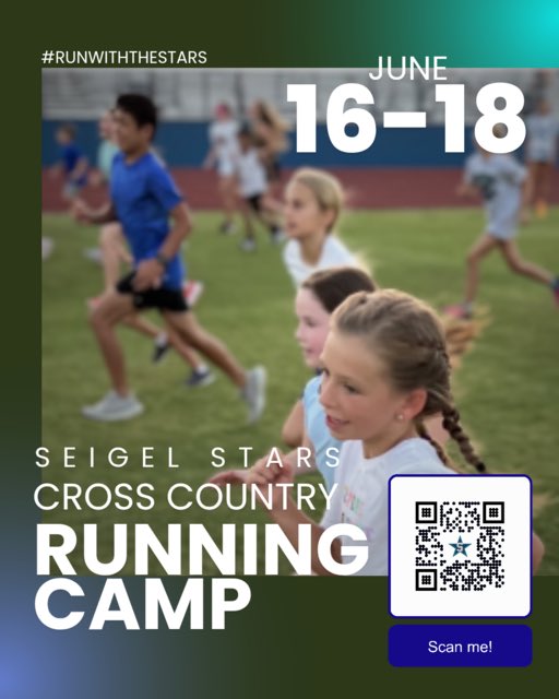 Siegel Cross Country (@siegelcc) on Twitter photo Siegel Stars Running Camp June 16-18th. Rising 1st- 8th graders. <a href="/SiegelAthletics/">Siegel Athletics</a> <a href="/SiegelHighStars/">Siegel High School</a> Siegel Stars Running Camp June 16-18th. Rising 1st- 8th graders. <a href="/SiegelAthletics/">Siegel Athletics</a> <a href="/SiegelHighStars/">Siegel High School</a>