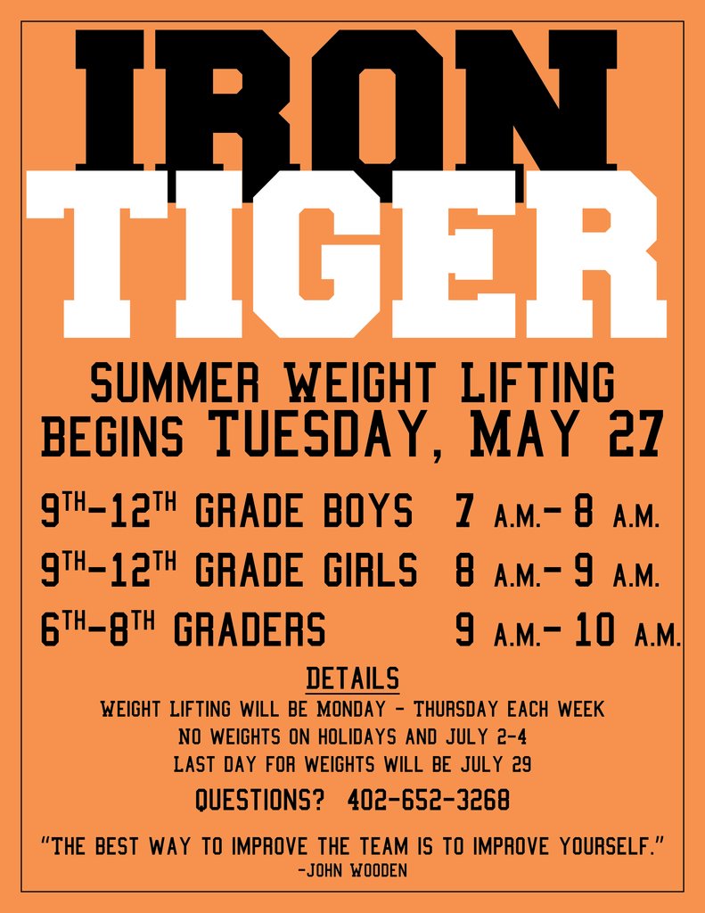 NBC Athletes - Information about summer weights is out now!