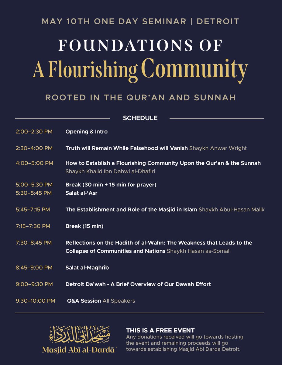 Masjid Abī-al-Dardā’ (@detroitdawah) on Twitter photo Alhamdulillaah! <a href="/almadani_k/">د. خالد ضحوي الظفيري</a> Shaykh Khalid Dhafiri حفظه الله has been added to the flyer and will deliver a beneficial reminder. Alhamdulillaah! <a href="/almadani_k/">د. خالد ضحوي الظفيري</a> Shaykh Khalid Dhafiri حفظه الله has been added to the flyer and will deliver a beneficial reminder.