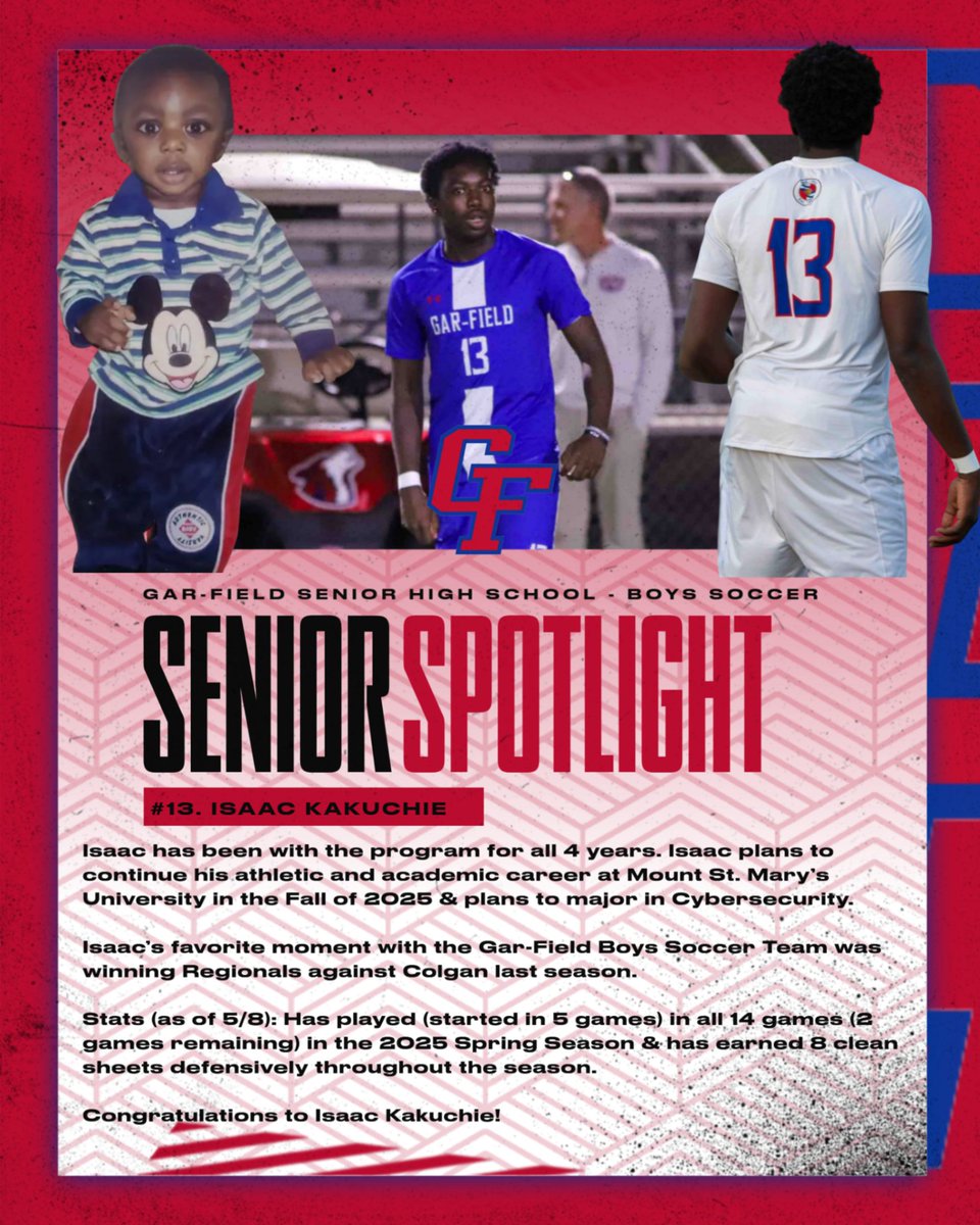 #13. Isaac Kakuchie

Isaac has been with the program for 4-years (2-Year Varsity Letterman), winning a Conference Title (2024), a Regional Title (2024), &amp; being a part of the team who went to States in 2024. Take a look at the graphic to learn more about Isaac.