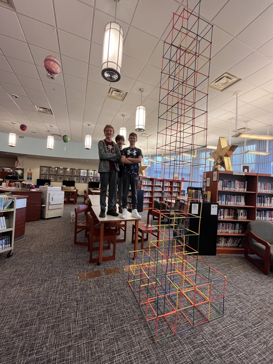 Gotta love indoor recess! #srmsct Gr8 Ss got their hands on these <a href="/Roylco/">Roylco</a> straws and connectors. They built a structure - floor to ceiling! Once it started leaning, they added supports! #STEAM <a href="/RidgefieldPS/">Ridgefield PSD</a>