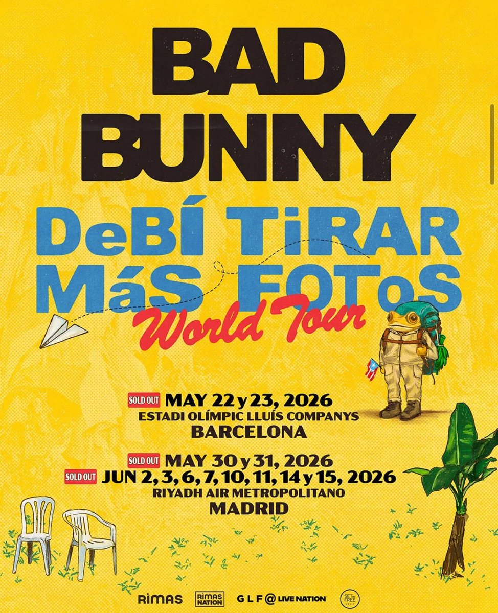 Ni más ni menos que 10 estadios Riyadh Air Metroplonitano ha agotado Bad Bunny en menos de 24 horas. A ellos hay que sumar 2 estadios Olímpico de Montjuic. 

En total, más de 600.000 tickets vendidos 🤯