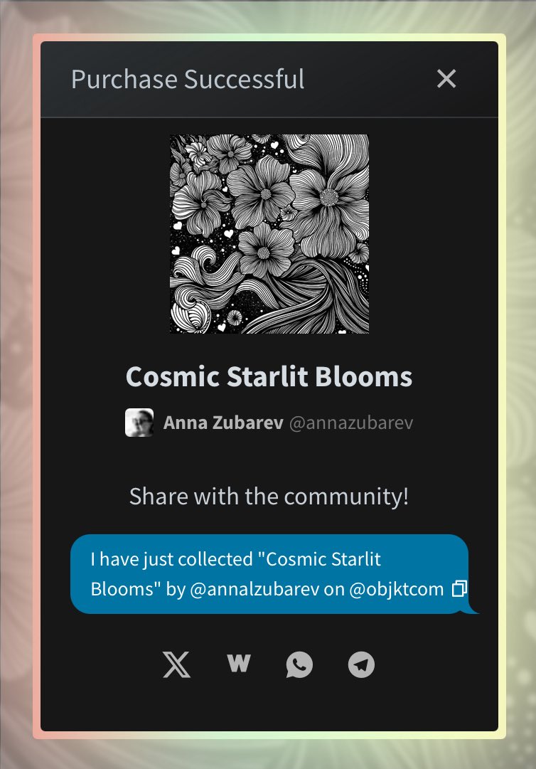 I have just collected "Cosmic Starlit Blooms" by @annalzubarev on <a href="/objktcom/">objkt.com</a> objkt.com/tokens/KT1T72K…