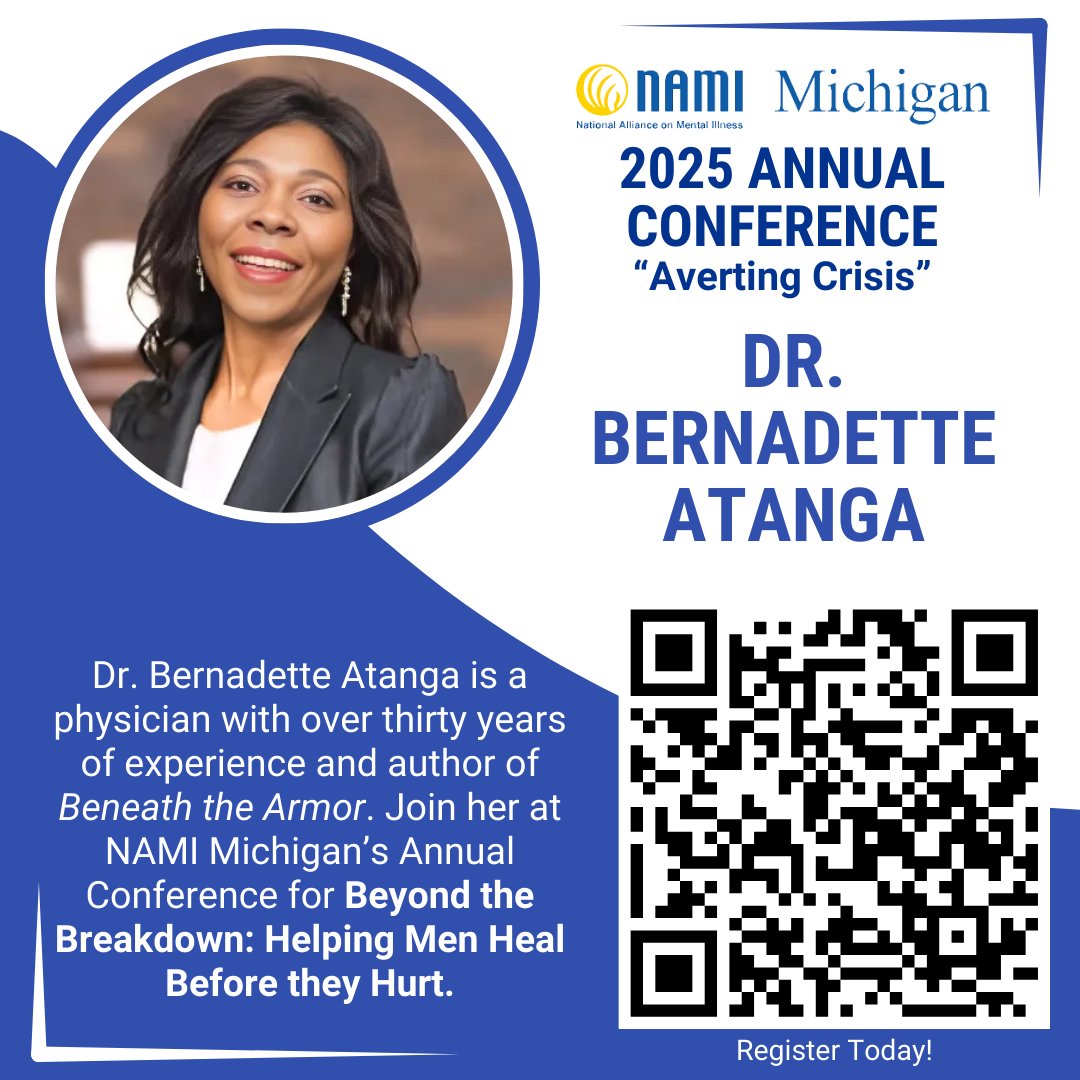 Sign up for NAMI Michigan Annual Conference 2025 to hear our wonderful presenters from May 22nd to May 24th. Register today at namimi.org! #namimi #MentalHealthAwarenessMonth #MentalHealth #Michigan