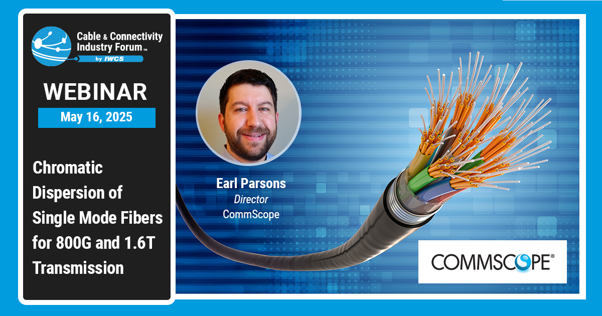Join IWCS and <a href="/CommScope/">CommScope</a> for a webinar on Friday, May 16 to learn about developing standards for 800G and 1.6T transmission to satisfy increasing bandwidth demand.  Learn more and register at iwcs.org/webinar/105.

#IWCS2025 #OpticalFiber #SingleMode #SingleModeFiber