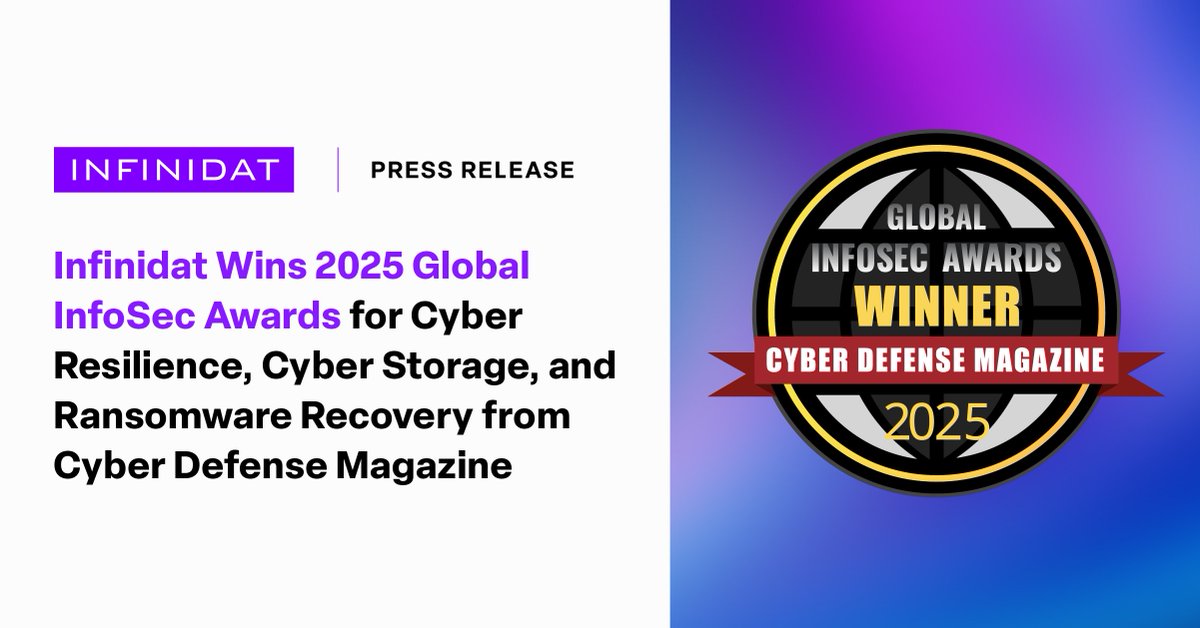 Eric Herzog (@zoginstor) on Twitter photo Check out my latest article: Infinidat Wins 2025 Global InfoSec Awards for Cyber Resilience, Cyber Storage, and Ransomware Recovery from Cyber Defense Magazine linkedin.com/pulse/infinidaโฆ via <a href="/LinkedIn/">LinkedIn</a> <a href="/Infinidat/">Infinidat</a> <a href="/EvanKirstel/">Evan Kirstel #B2B #TechFluencer</a> <a href="/ChiefDS/">Marc Staimer</a> <a href="/WillTownTech/">Will Townsend</a> <a href="/CTOAdvisor/">Keith Townsend</a> <a href="/LisaMartinTV/">Lisa Martin</a> <a href="/CRN/">CRN</a> Check out my latest article: Infinidat Wins 2025 Global InfoSec Awards for Cyber Resilience, Cyber Storage, and Ransomware Recovery from Cyber Defense Magazine linkedin.com/pulse/infinidaโฆ via <a href="/LinkedIn/">LinkedIn</a> <a href="/Infinidat/">Infinidat</a> <a href="/EvanKirstel/">Evan Kirstel #B2B #TechFluencer</a> <a href="/ChiefDS/">Marc Staimer</a> <a href="/WillTownTech/">Will Townsend</a> <a href="/CTOAdvisor/">Keith Townsend</a> <a href="/LisaMartinTV/">Lisa Martin</a> <a href="/CRN/">CRN</a>