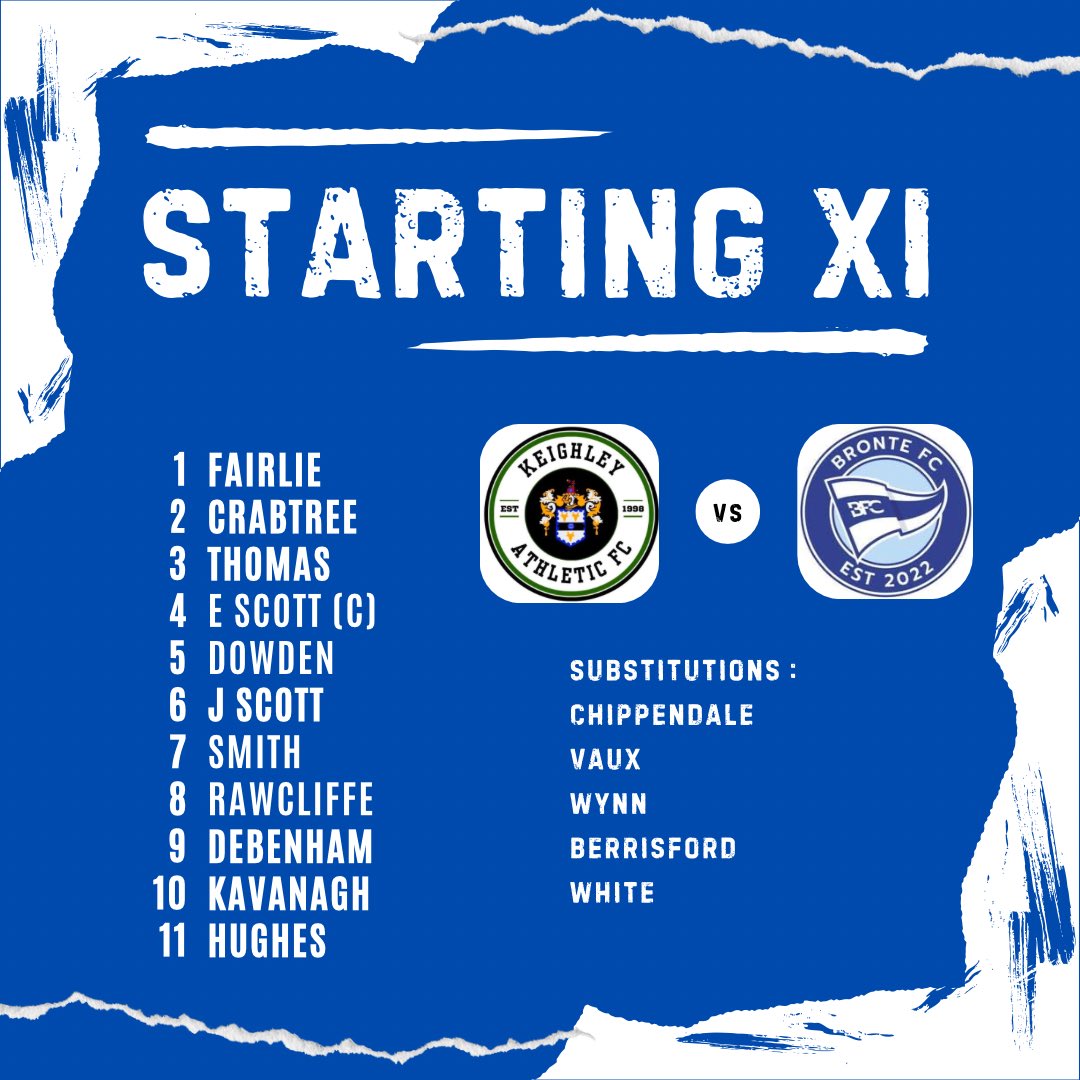 Today’s starting 11 for the Keighley Cup! 
#UTB💙