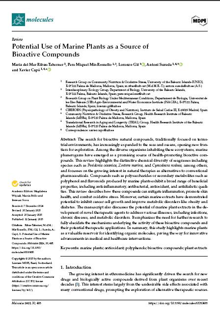 Docusalut (@docusalut) on Twitter photo Nou article a #Docusalut: 🪸🌊 Potential Use of Marine Plants as a Source of Bioactive Compounds hdl.handle.net/20.500.13003/2…
<a href="/idisbaib/">IdISBa</a> <a href="/AntoniTosugo/">Antoni Sureda Gomila</a> <a href="/Capo_Fiol_Xavi/">Xavier Capó</a> Nou article a #Docusalut: 🪸🌊 Potential Use of Marine Plants as a Source of Bioactive Compounds hdl.handle.net/20.500.13003/2…
<a href="/idisbaib/">IdISBa</a> <a href="/AntoniTosugo/">Antoni Sureda Gomila</a> <a href="/Capo_Fiol_Xavi/">Xavier Capó</a>
