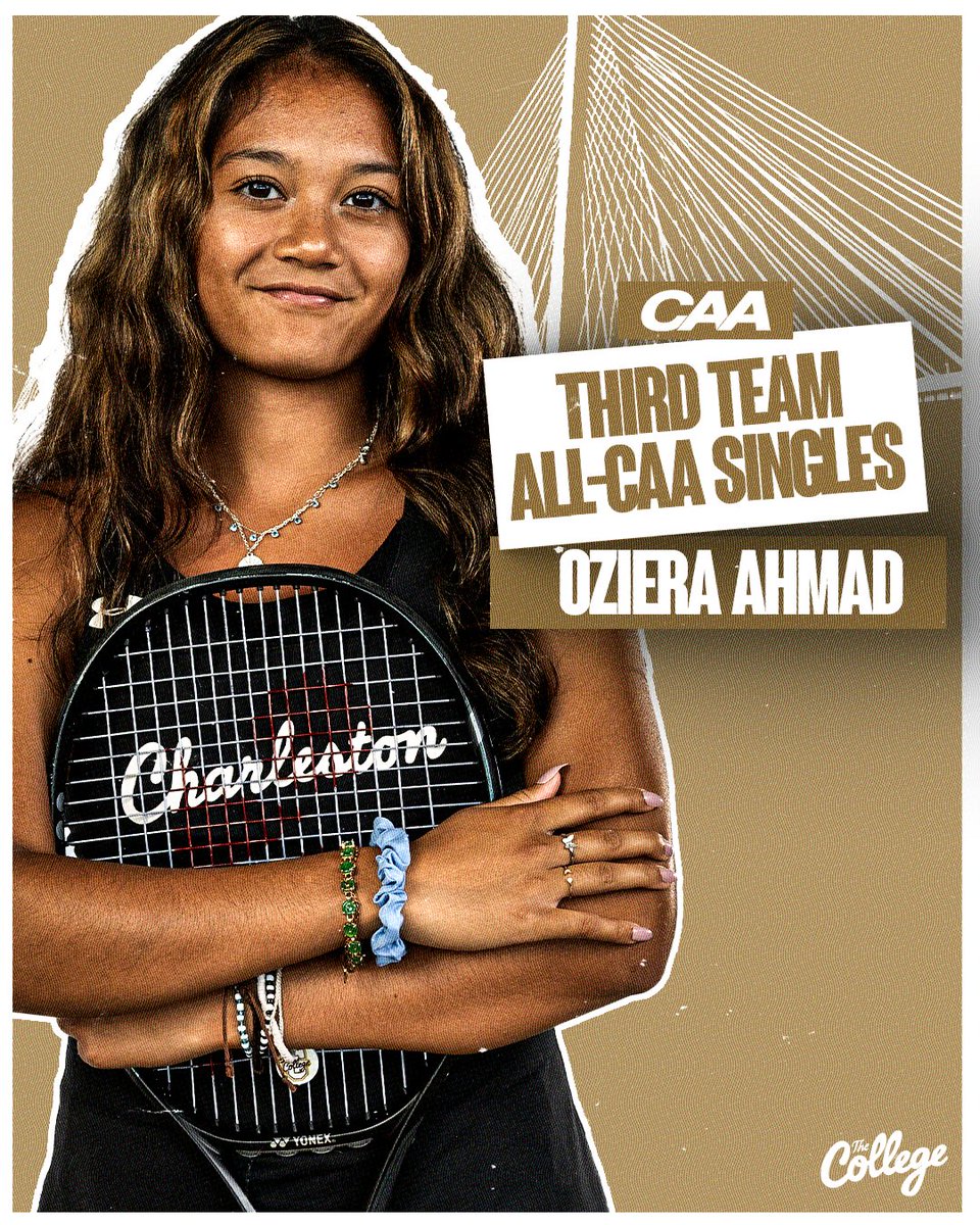 CofCTennis's tweet image. Oziera Ahmad: Third Team All-CAA Singles 🏆
#TheCollege🌴🎾