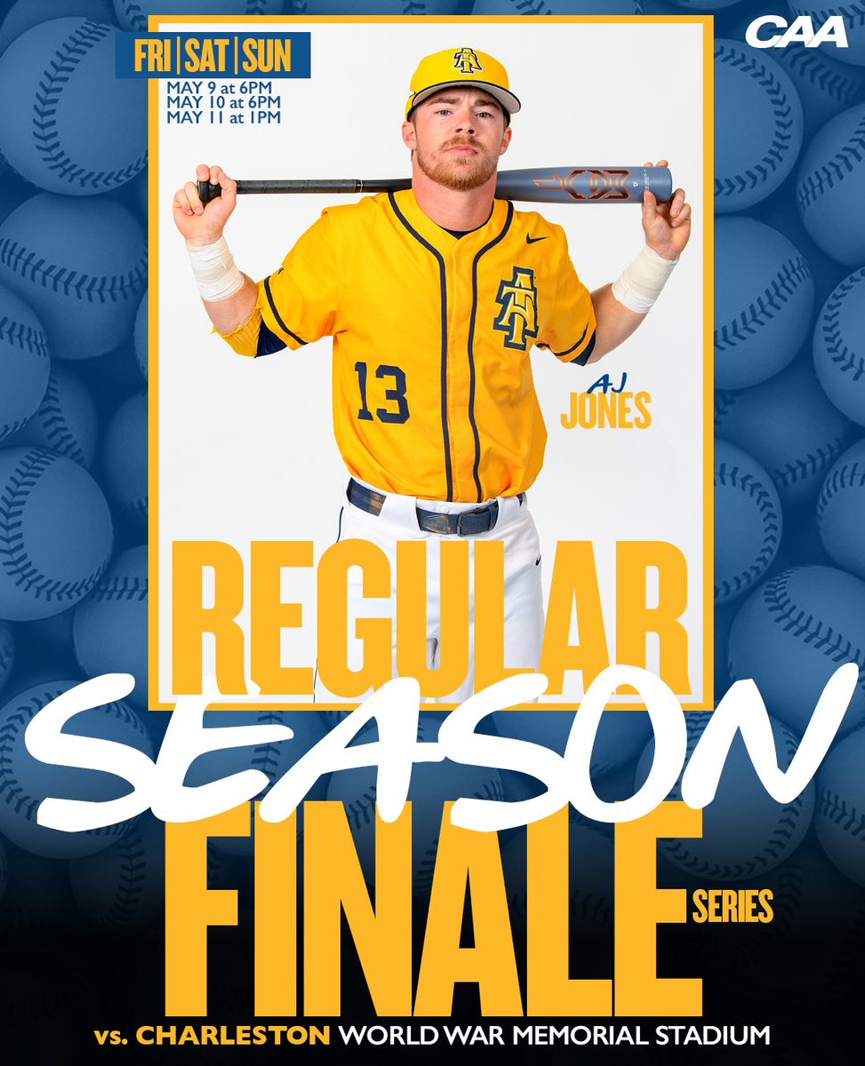 N.C. A&T Athletics (@ncataggies) on Twitter photo One last regular season ride at The War ๐ซฑ๐ฝโ๐ซฒ๐พ Pull up tonight at 6:00pm for the first game of the weekend series against College of Charleston!
<a href="/NCAT_Baseball/">๐๐ฒ๐ช๐ถ๐ธ๐ท๐ญ ๐๐ฐ๐ฐ๐ฒ๐ฎ๐ผ</a> x #AggiePride One last regular season ride at The War ๐ซฑ๐ฝโ๐ซฒ๐พ Pull up tonight at 6:00pm for the first game of the weekend series against College of Charleston!
<a href="/NCAT_Baseball/">๐๐ฒ๐ช๐ถ๐ธ๐ท๐ญ ๐๐ฐ๐ฐ๐ฒ๐ฎ๐ผ</a> x #AggiePride