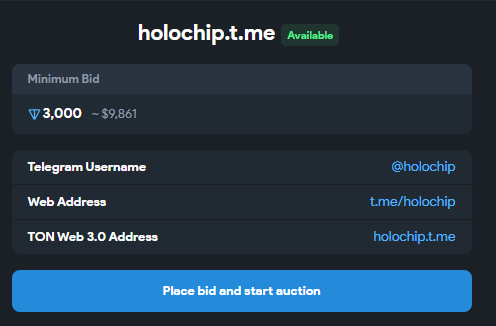 NFT_Publisher's tweet photo. Unique Telegram NFT Username for Sale!
Username: holochip
Listed securely on Fragment
Instant transfer after purchase – safe and verified!
https://t.co/4wSth8ASap

#UsernameForSale #holochip
#NFTUsername  #TelegramNFT #FragmentUsername  #UsernameMarket #SellUsername #UsernameNFT https://t.co/snMw5POoEq