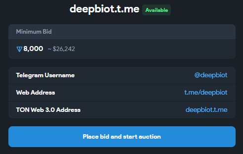 NFT_Publisher's tweet photo. Unique Telegram NFT Username for Sale!
Username: deepbiot
Listed securely on Fragment
Instant transfer after purchase – safe and verified!
https://t.co/SWegK2Tq2O

#UsernameForSale #deepbiot
#NFTUsername  #TelegramNFT #FragmentUsername  #UsernameMarket #SellUsername #UsernameNFT https://t.co/6Z1nH4ILV3